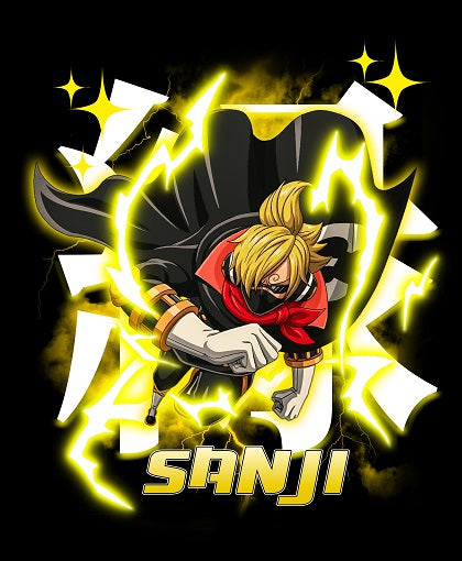 Sanji Stealth Black Backprint x One Piece x Oversized Hoodie Premium