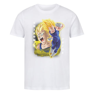 Majin Vegeta / DBZ / Exclusive Anime-Collection /  Basic Organic Premium Shirt later to that of himself when he fights Super Buu with Gohan absorbed and Kid Buu. After Vegeta is killed by his devastating Final Explosion as a last resort to destroy Majin Buu, this form is never seen again in either the manga or anime.