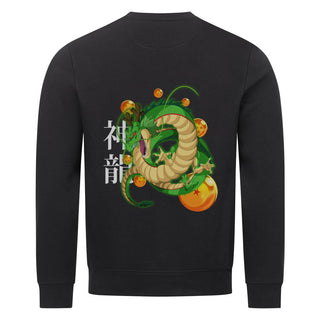 Shenlong Backprint / DBZ / Exklusive Anime-Kollektion /  Organic Sweatshirt Premium Shenron is summoned at Kame House to revive Goku in order to defend the planet from the Saiyans. However, Oolong asks if it would be possible for Shenron to beat up the Saiyans and save the Earth. However, Shenron tells Oolong that it would be impossible as he was created by a God and he is unable to grant a wish that surpasses the power of a God