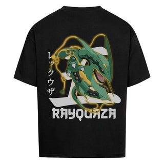 Rayquaza Backprint / Pokemon / Exclusive Anime-Collection / Oversized Shirt Premium it diesem Pokémon steht Rayquaza in einer immanenten Fehde: Rayquaza vereitelt nämlich die in regelmäßigen Abständen stattfindenden Annektions–Versuche dieses galaktischen Pokémon, während es in der Ozon-Schicht der Erde lebt. Dort ernährt sich Rayquaza von Wasser und Partikeln aus der Atmosphäre Die kleinen Meteore, die Rayquaza in der Stratosphäre zu sich nimmt, werden vom Delta-Organ 