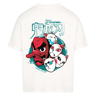 Einfaches weißes Urokodaki Oversize Shirt, perfekt für Demon Slayer Fans, leicht und angenehm, Unisex-Design, ideal für Freizeitaktivitäten und lässige Outfits.